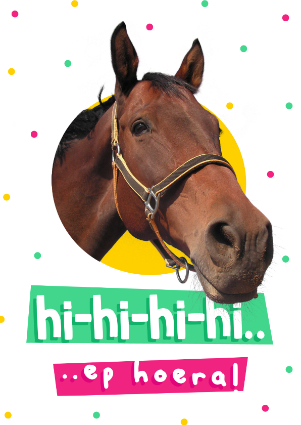 Felicitatiekaart paard hi-hi-hiep hoera met confetti - Felicitatiekaarten Felicitatiekaarten - Felicitatiekaart paard hi-hi-hiep hoera met confetti