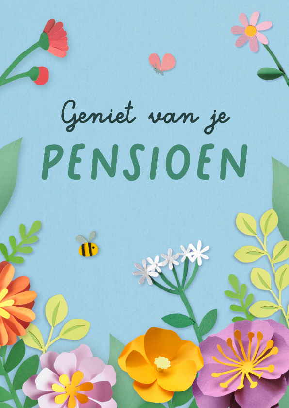 Felicitatiekaarten - Felicitatiekaart pensioen bloemen