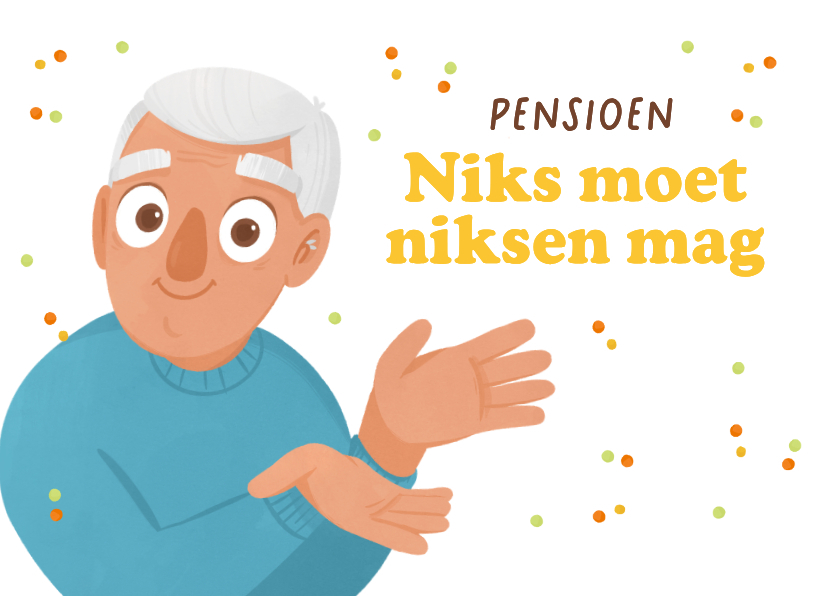 Felicitatiekaart pensioen cartoon humor confetti - Felicitatiekaarten Felicitatiekaarten - Felicitatiekaart pensioen cartoon humor confetti