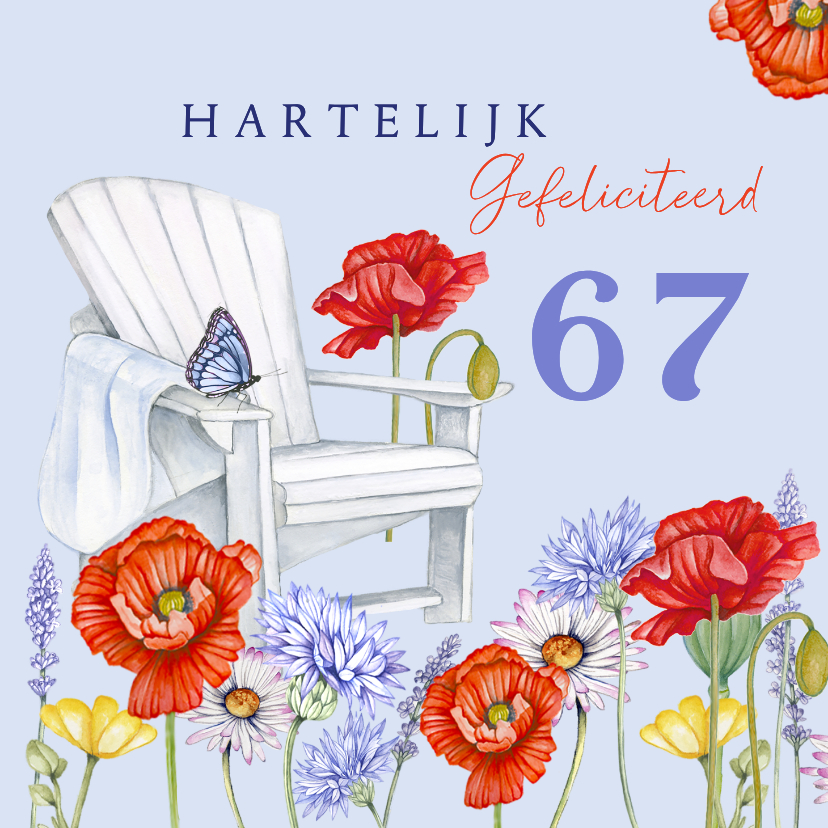 Felicitatiekaarten - Felicitatiekaart pensioen klaprozen