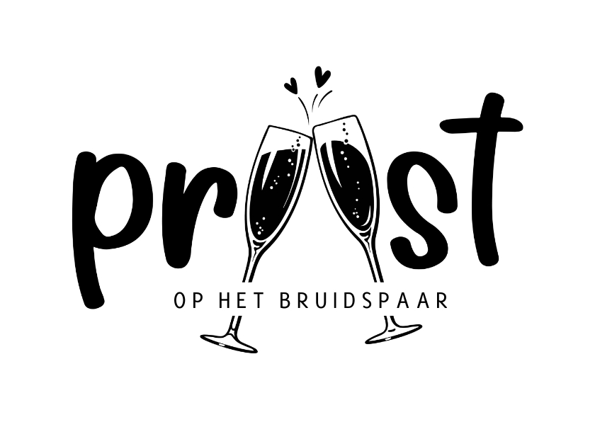 Felicitatiekaarten - Felicitatiekaart proost op het bruidspaar champagneglazen