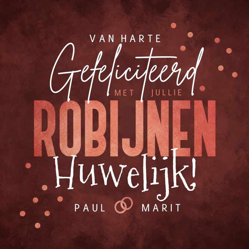 Felicitatiekaarten - Felicitatiekaart robijn huwelijk goud confetti 40 jaar rood