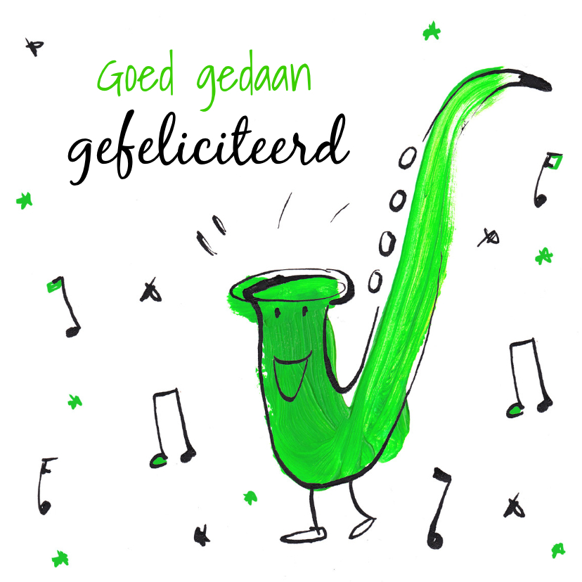 Felicitatiekaart Saxofoon - Felicitatiekaarten Felicitatiekaarten - Felicitatiekaart Saxofoon