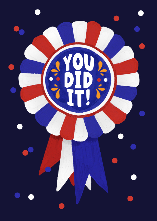 Felicitatiekaart sportprestatie lintje you did it confetti - Felicitatiekaarten Felicitatiekaarten - Felicitatiekaart sportprestatie lintje you did it confetti