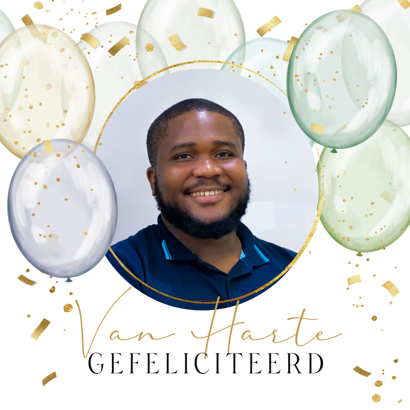Felicitatiekaarten - Felicitatiekaart stijlvol ballonnen confettisnippers foto