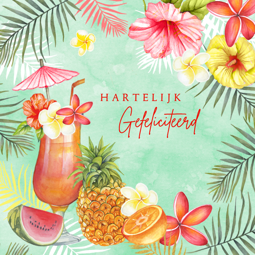 Felicitatiekaarten - Felicitatiekaart tropische cocktail
