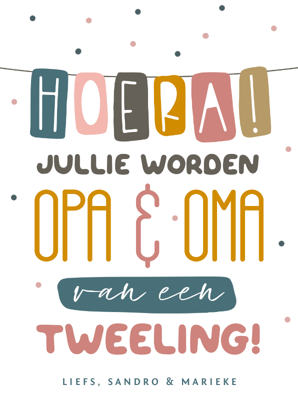 Felicitatiekaart tweeling opa en oma feest slinger typo - Felicitatiekaarten Felicitatiekaarten - Felicitatiekaart tweeling opa en oma feest slinger typo