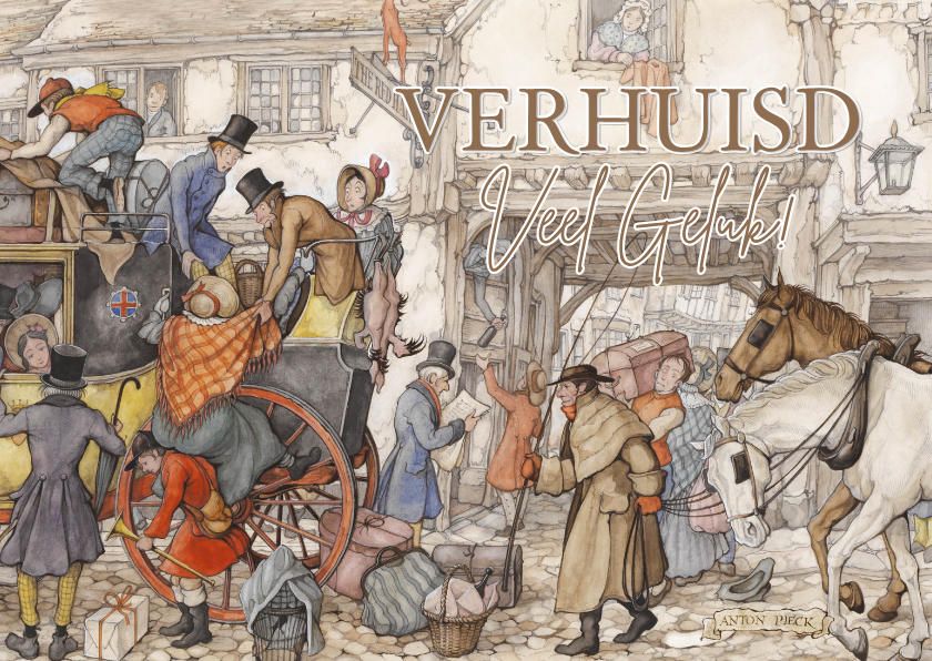felicitatiekaart verhuisd postkoets - Felicitatiekaarten Felicitatiekaarten - felicitatiekaart verhuisd postkoets