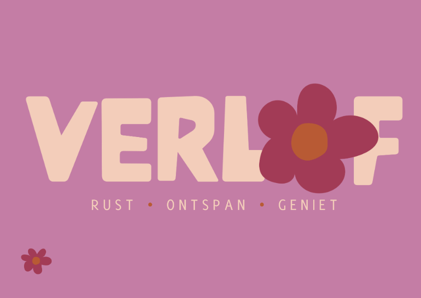 Felicitatiekaart verlof kleurrijk met bloemetje - Felicitatiekaarten Felicitatiekaarten - Felicitatiekaart verlof kleurrijk met bloemetje