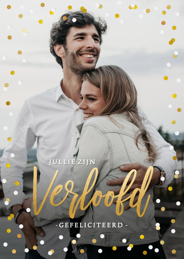 Felicitatiekaarten - Felicitatiekaart verloving met eigen foto en confetti
