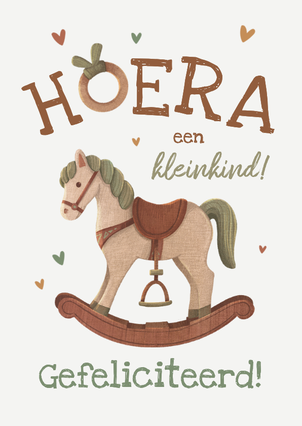 Felicitatiekaarten - Felicitatiekaart vintage hobbelpaard gefeliciteerd kleinkind