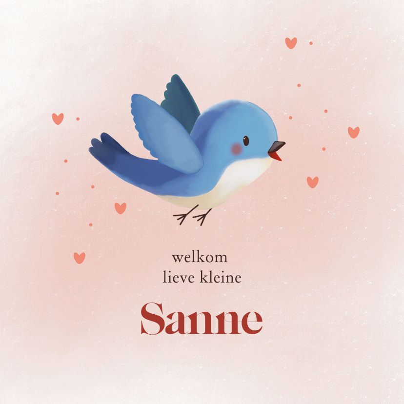 Felicitatiekaarten - Felicitatiekaart vogel lieve illustratie geboorte