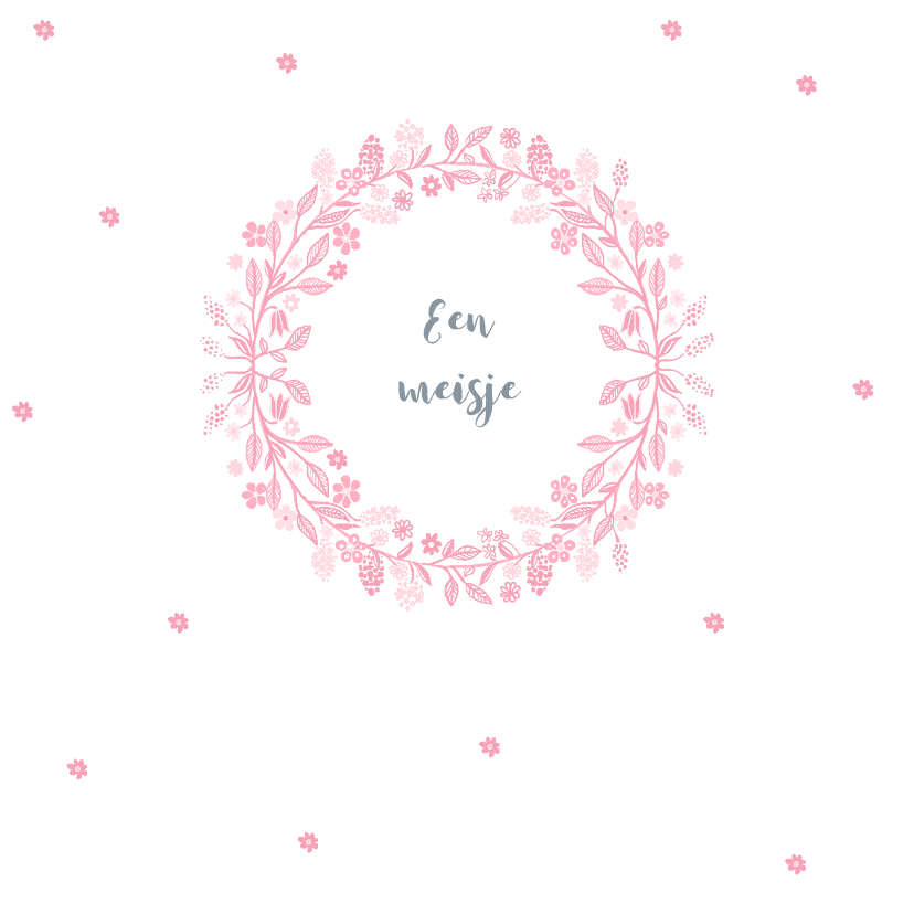 Felicitatiekaart voor geboorte met roze krans - Felicitatiekaarten Felicitatiekaarten - Felicitatiekaart voor geboorte met roze krans