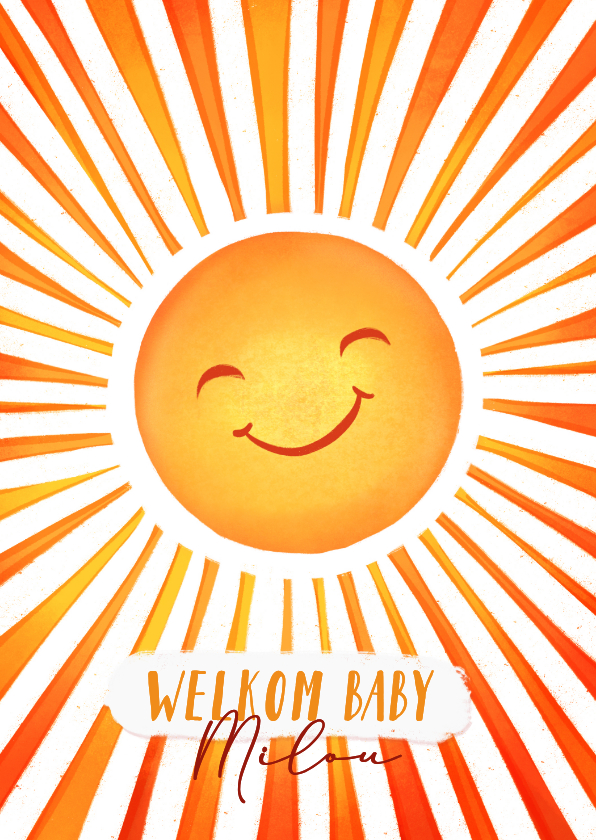 Felicitatiekaart voor geboorte met stralende zon - Felicitatiekaarten Felicitatiekaarten - Felicitatiekaart voor geboorte met stralende zon