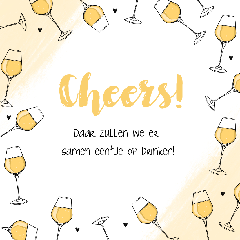 Felicitatiekaarten - Felicitatiekaart witte wijn cheers algemeen