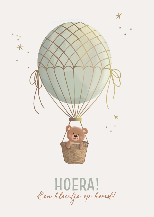 Felicitatiekaarten - Felicitatiekaart zwanger beertje in luchtballon