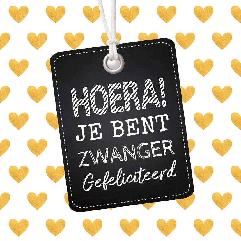 Felicitatiekaart zwangerschap label hartjes goud - Felicitatiekaarten Felicitatiekaarten - Felicitatiekaart zwangerschap label hartjes goud