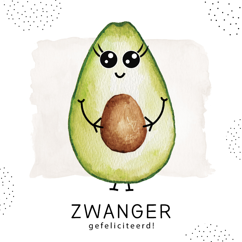 Felicitatiekaarten - Felicitatiekaart zwangerschap met zwangere avocado 