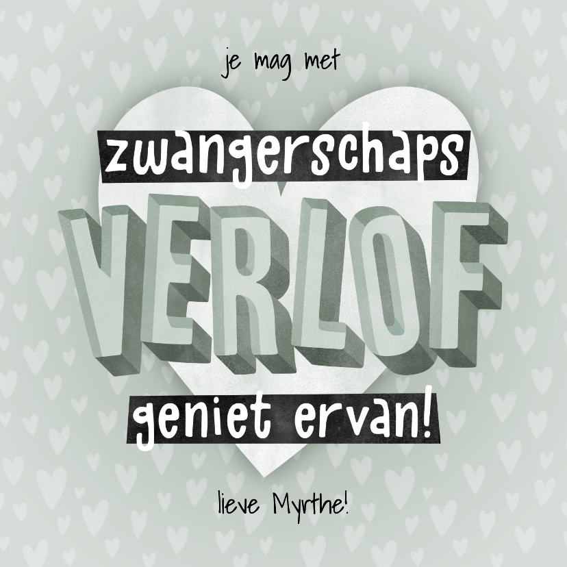 Felicitatiekaart zwangerschapsverlof voor jongen met hartjes - Felicitatiekaarten Felicitatiekaarten - Felicitatiekaart zwangerschapsverlof voor jongen met hartjes