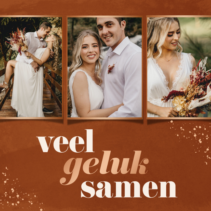 Felicitatiekaarten - Felicitatiekaartje drie foto's veel geluk samen 