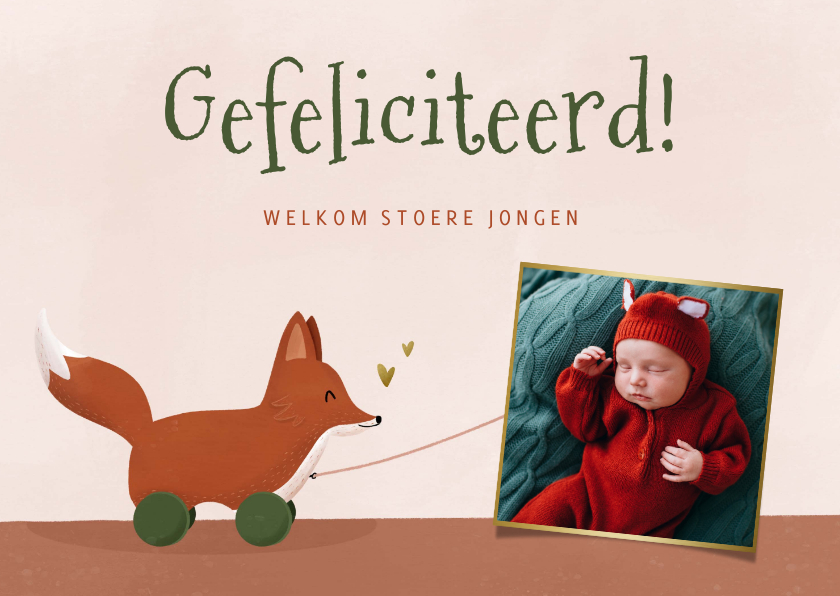 Felicitatiekaarten - Felicitatiekaartje geboorte met vosje