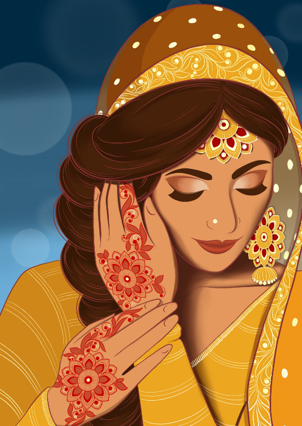 Felicitatiekaarten - Felicitatiekaartje hennafeest en bruiloft