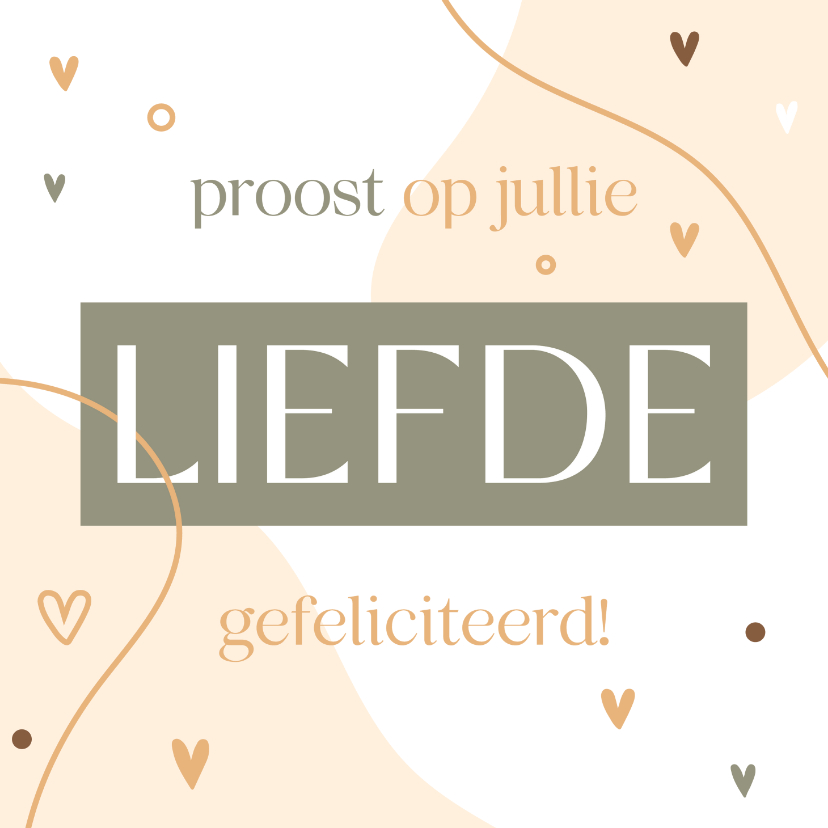 Felicitatiekaarten - Felicitatiekaartje proost op jullie liefde hip abstract