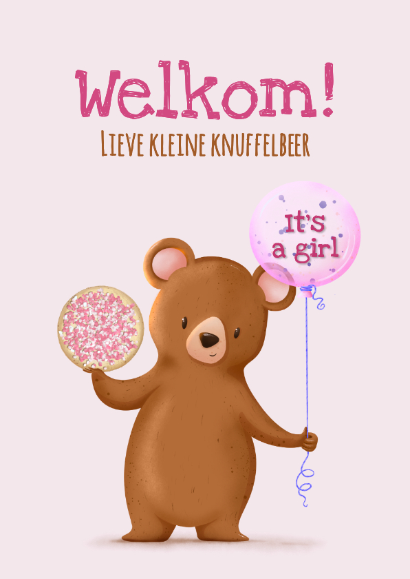 Felicitatiekaartje welkom lieve kleine knuffelbeer muisjes - Felicitatiekaarten Felicitatiekaarten - Felicitatiekaartje welkom lieve kleine knuffelbeer muisjes