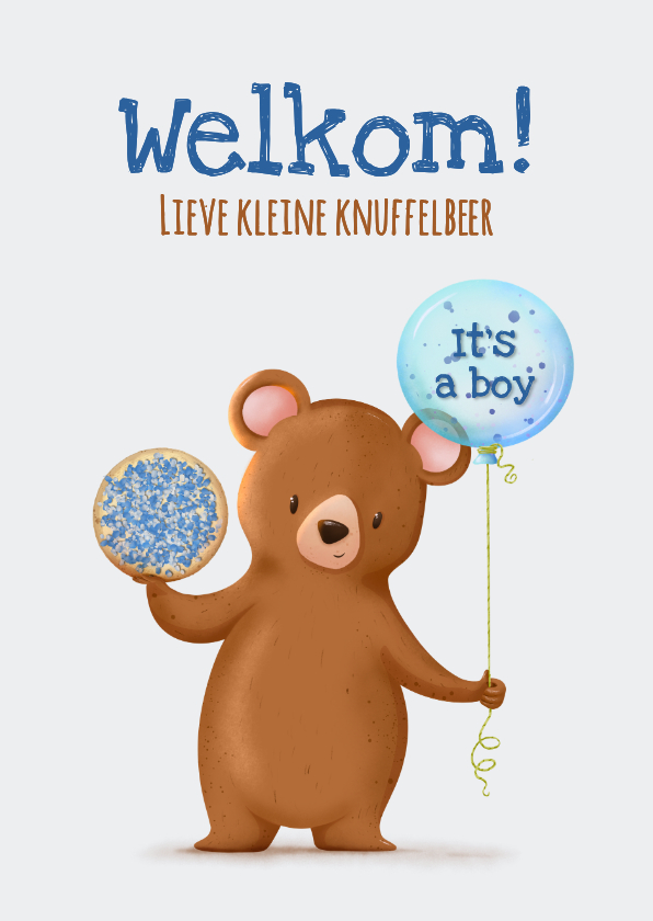 Felicitatiekaartje welkom lieve kleine knuffelbeer - Felicitatiekaarten Felicitatiekaarten - Felicitatiekaartje welkom lieve kleine knuffelbeer