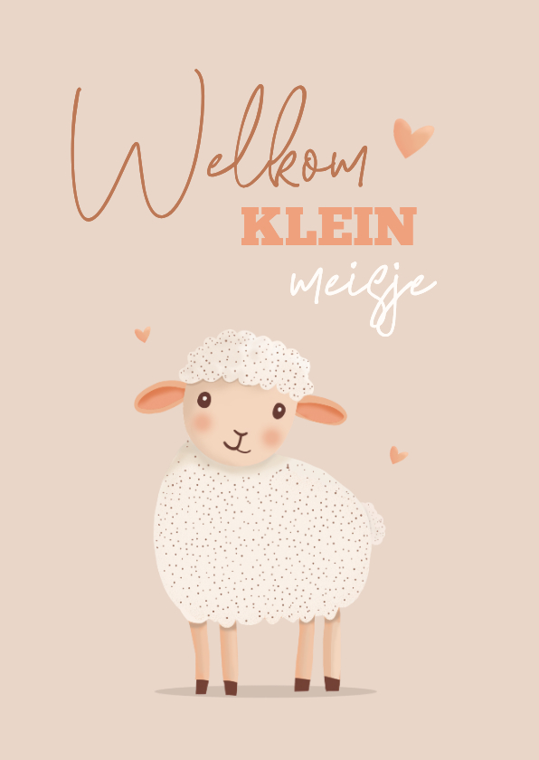 Felicititatiekaart klein lammetje met zachte tinten - Felicitatiekaarten Felicitatiekaarten - Felicititatiekaart klein lammetje met zachte tinten
