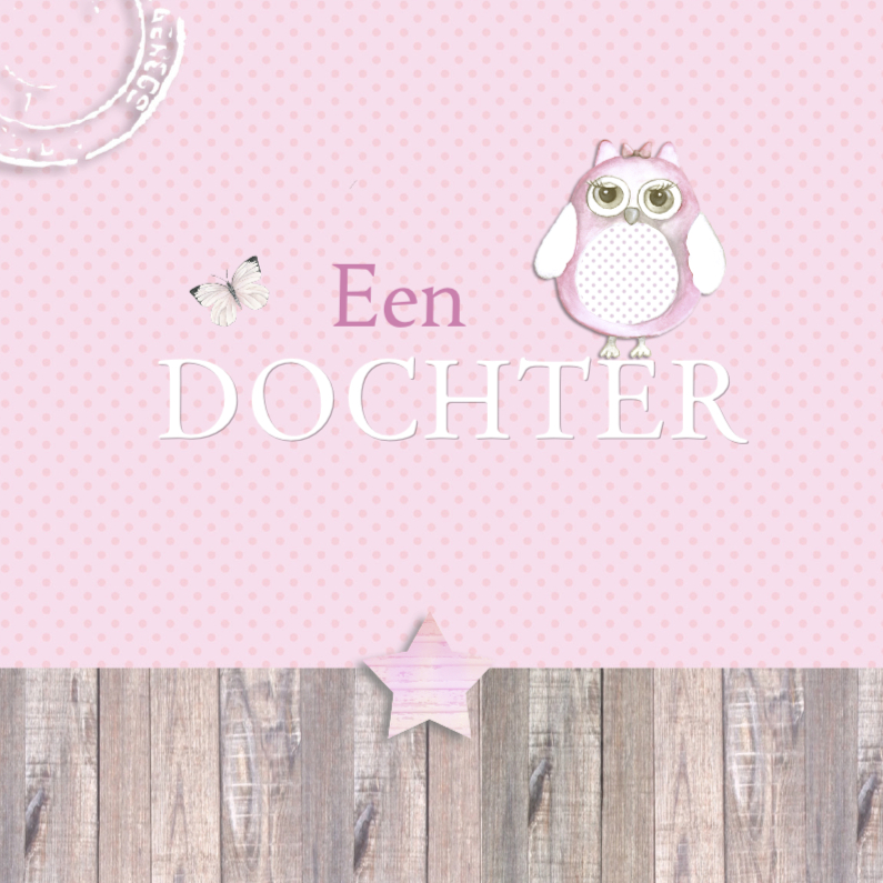 Geboorte uiltje hout - Felicitatiekaarten Felicitatiekaarten - Geboorte uiltje hout