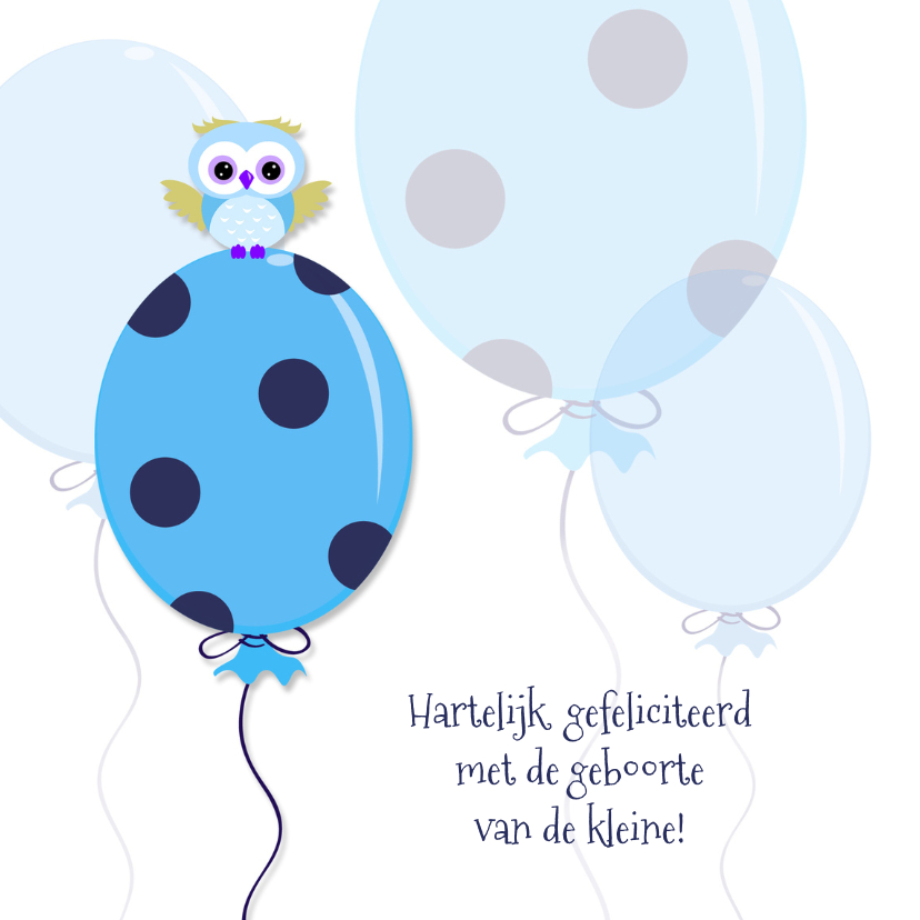 Geboorte vieren, blauwe ballon - Felicitatiekaarten Felicitatiekaarten - Geboorte vieren, blauwe ballon
