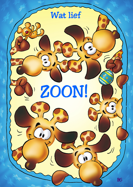 Felicitatie geboorte zoon giraffen kijken in wieg - Felicitatiekaarten Felicitatiekaarten - Felicitatie geboorte zoon giraffen kijken in wieg
