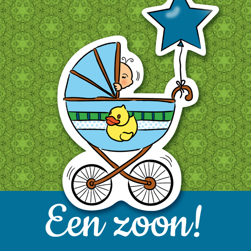 Geboorte zoon - kinderwagen - Felicitatiekaarten Felicitatiekaarten - Geboorte zoon - kinderwagen