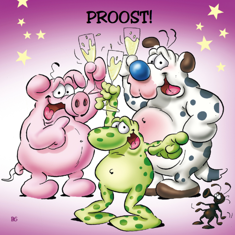 gefeliciteerd 5 proostende beesten - Felicitatiekaarten Felicitatiekaarten - gefeliciteerd 5 proostende beesten