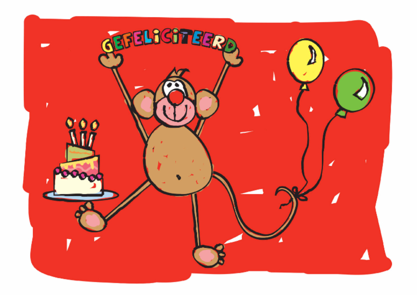 Gefeliciteerd aap - Felicitatiekaarten Felicitatiekaarten - Gefeliciteerd aap