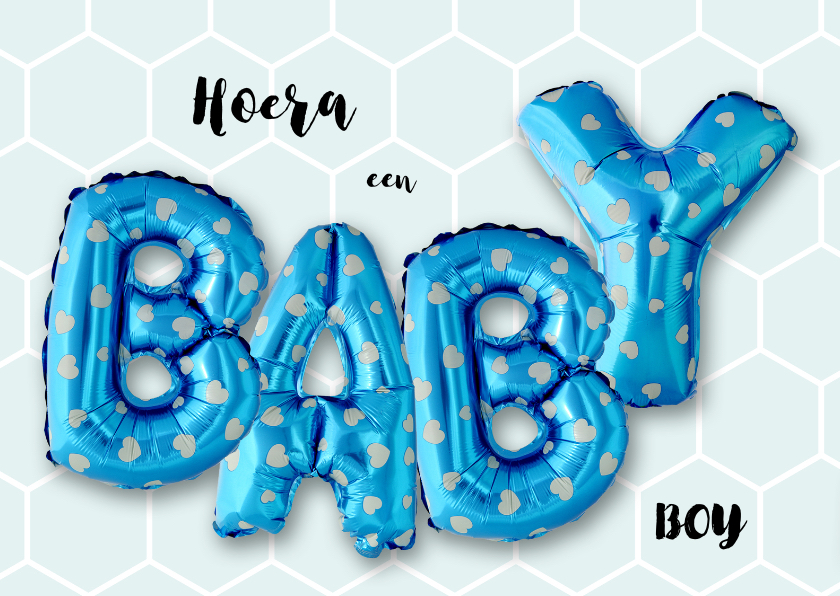 Gefeliciteerd baby ballonnen blauw - Felicitatiekaarten Felicitatiekaarten - Gefeliciteerd baby ballonnen blauw