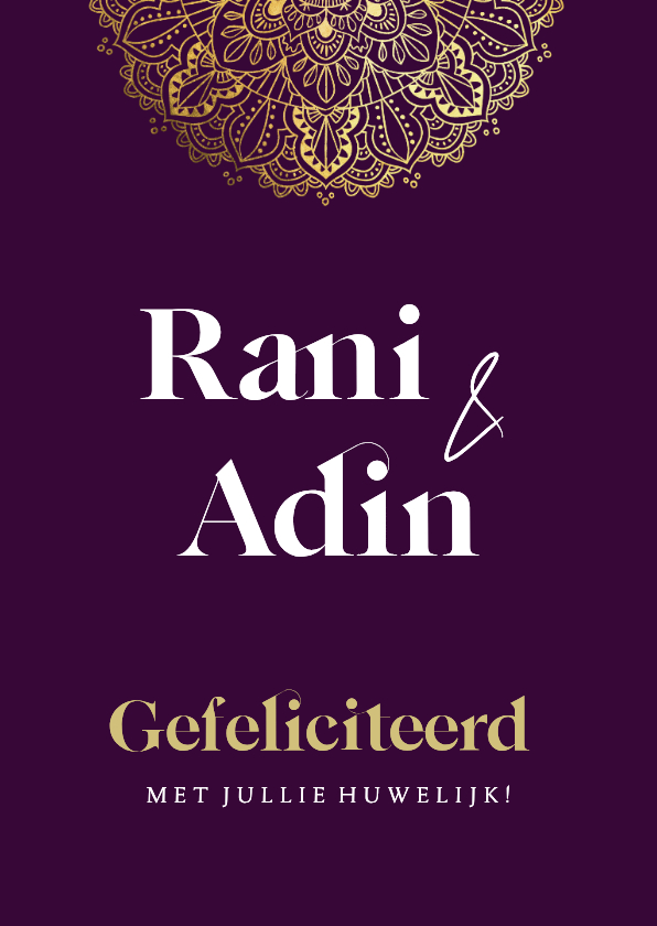 Felicitatiekaarten - Gefeliciteerd met jullie huwelijk kaart mandala goud
