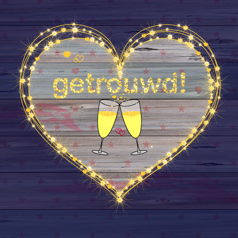 GETROUWD sterren champagne bubbels - Felicitatiekaarten Felicitatiekaarten - GETROUWD sterren champagne bubbels