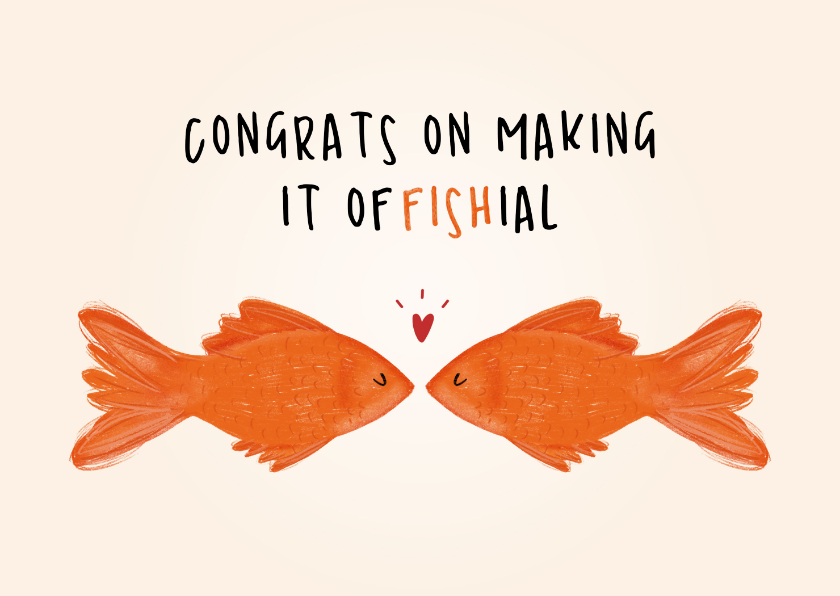 Felicitatiekaarten - Grappig felicitatiekaartje verloving met illustratie visjes