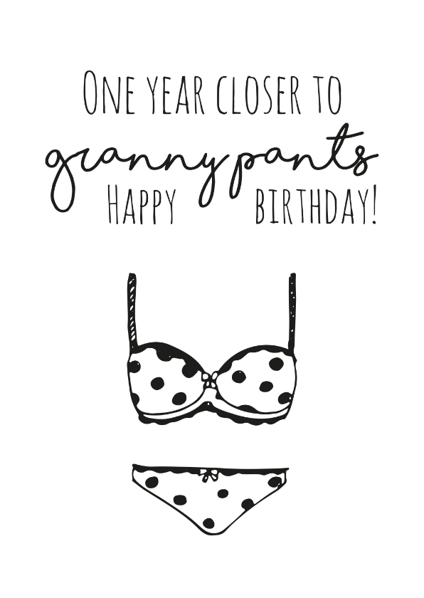 Grappige felicitatiekaartje granny pants - Felicitatiekaarten Felicitatiekaarten - Grappige felicitatiekaartje granny pants