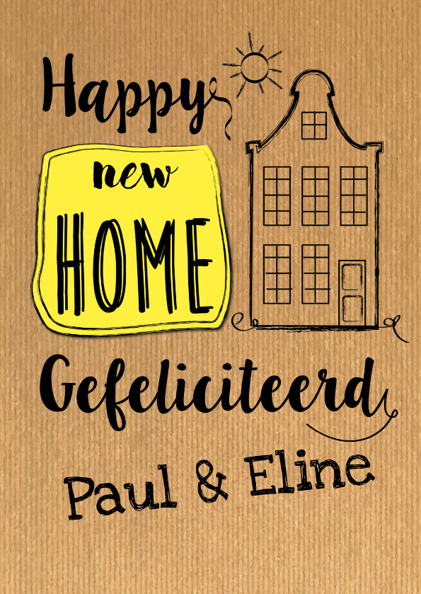 Happy new home op krafpapier-ByF - Felicitatiekaarten Felicitatiekaarten - Happy new home op krafpapier-ByF