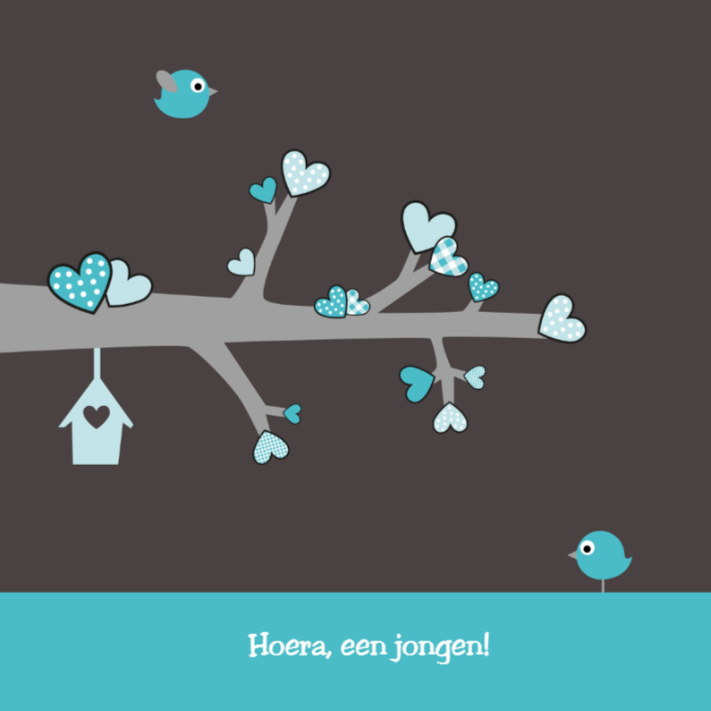 Hartjes tak, jongetje - Felicitatiekaarten Felicitatiekaarten - Hartjes tak, jongetje