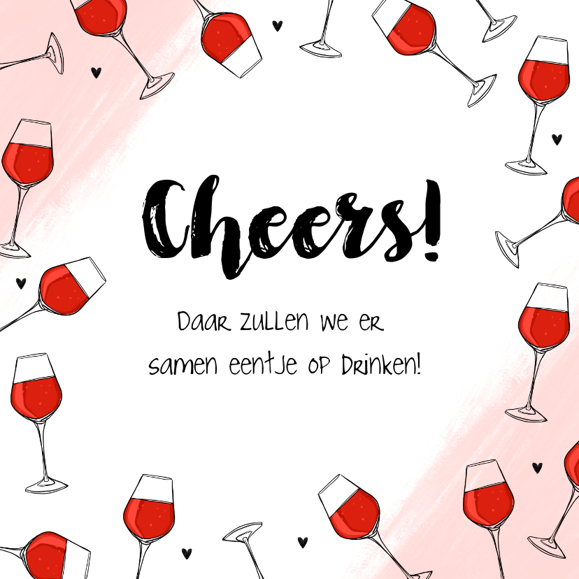 Hippe felicitatiekaart algemeen rode wijn cheers - Felicitatiekaarten Felicitatiekaarten - Hippe felicitatiekaart algemeen rode wijn cheers