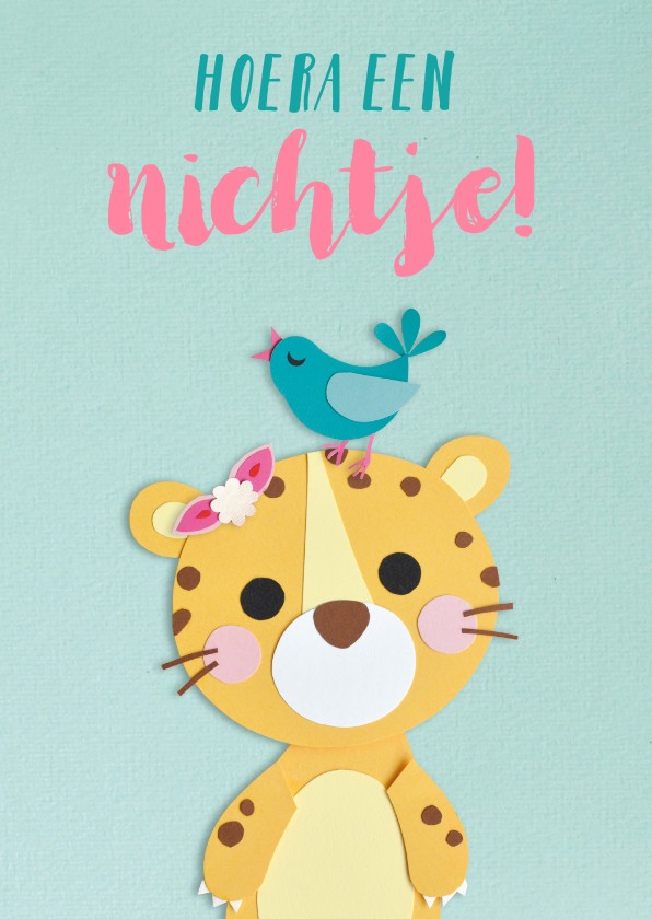 Felicitatiekaarten - Hoera een nichtje! baby panter