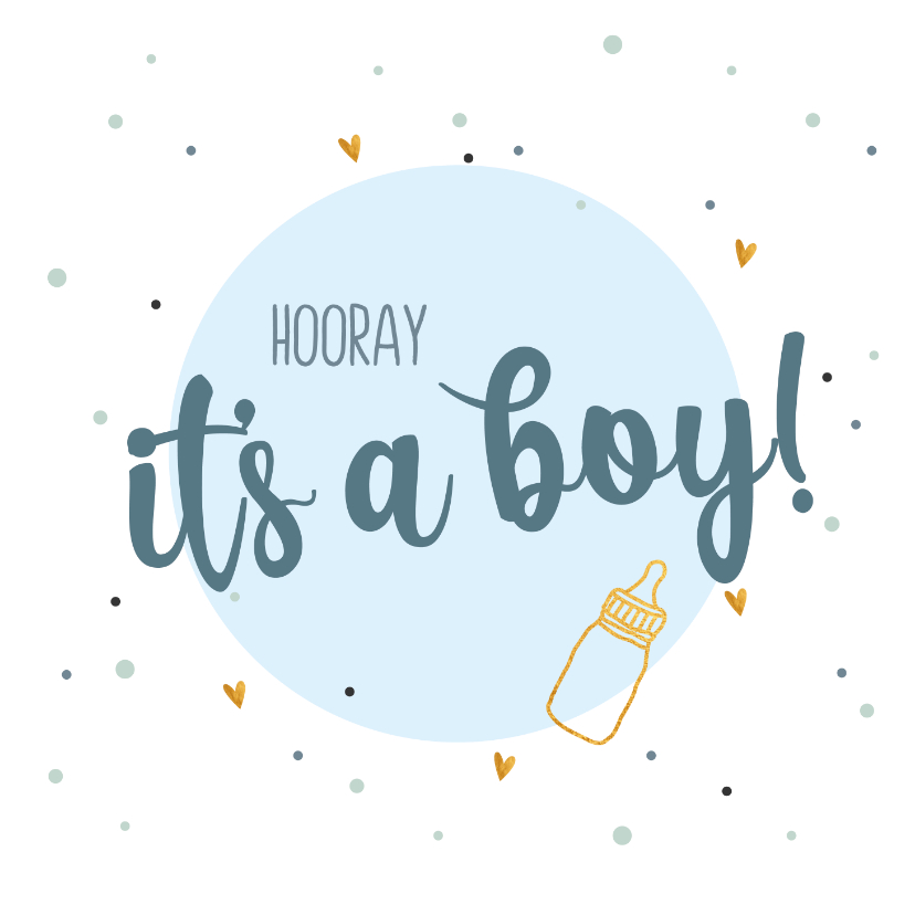 Felicitatiekaarten - Hooray it's a boy! - felicitatiekaart geboorte