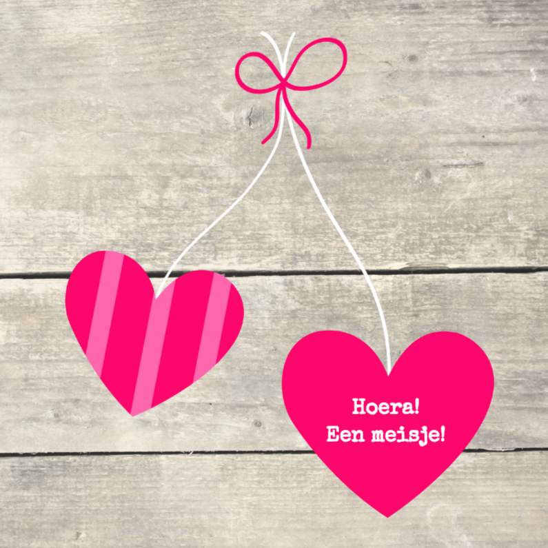 Houtprint met hartjes, roze - Felicitatiekaarten Felicitatiekaarten - Houtprint met hartjes, roze
