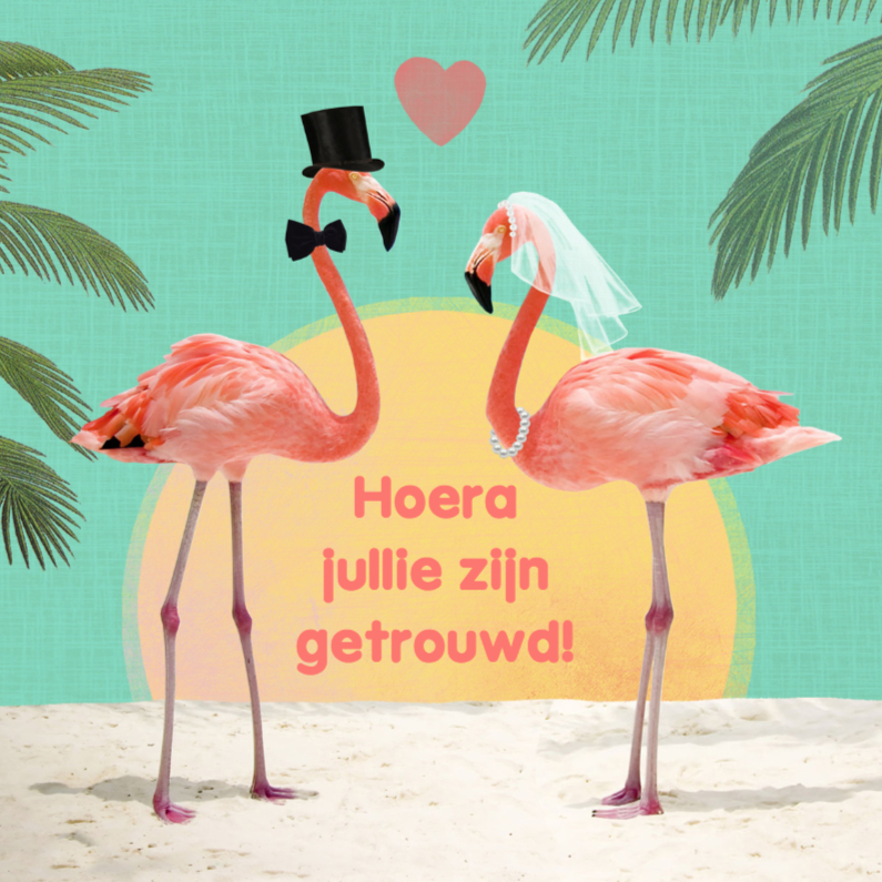 huwelijk flamingos - Felicitatiekaarten Felicitatiekaarten - huwelijk flamingos