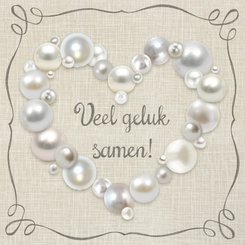 Huwelijk hart van parels - Felicitatiekaarten Felicitatiekaarten - Huwelijk hart van parels