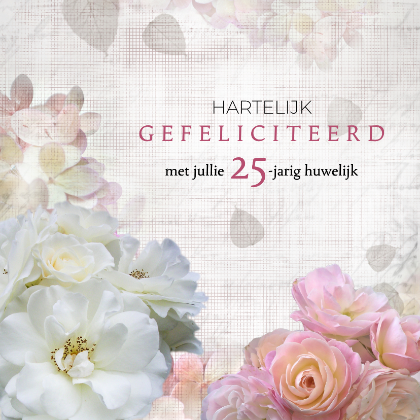 Felicitatiekaarten - Jubileum met rozen en hortensia
